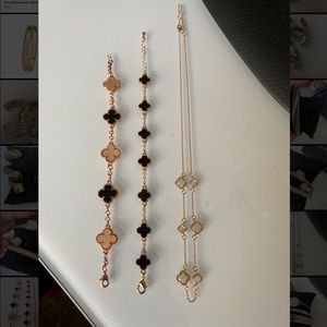 Elegant Gold and Black Clover Bracelet Set